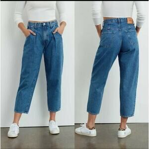 NWOT Edwin Blake High Rise Relaxed Fit Pleated Cropped Jeans Size 26 $298